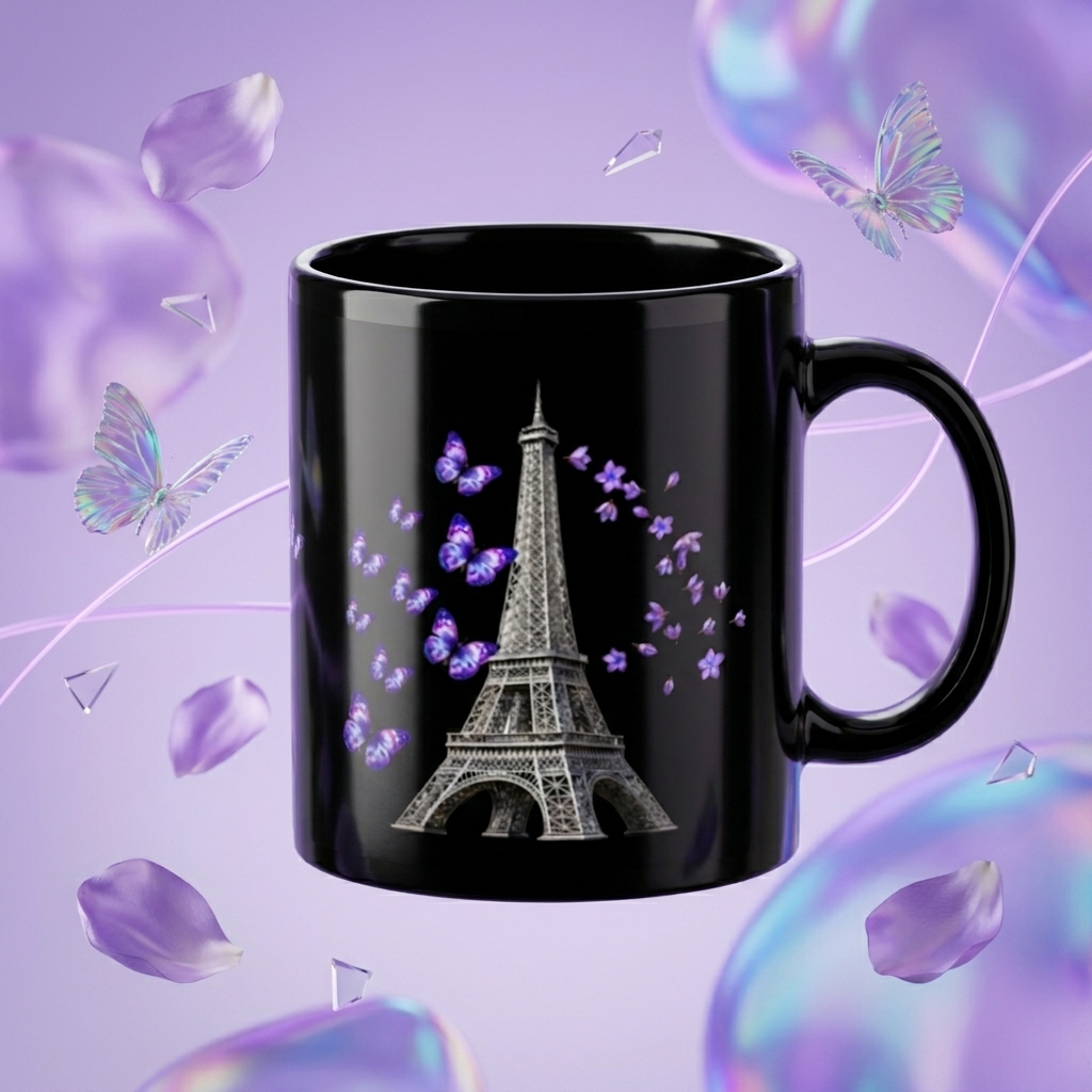 tsgabrielle® • Paris - Der Eiffelturm • Glänzende Tasse • Schwarz • Keramik • 2 Größen - Black - View 24