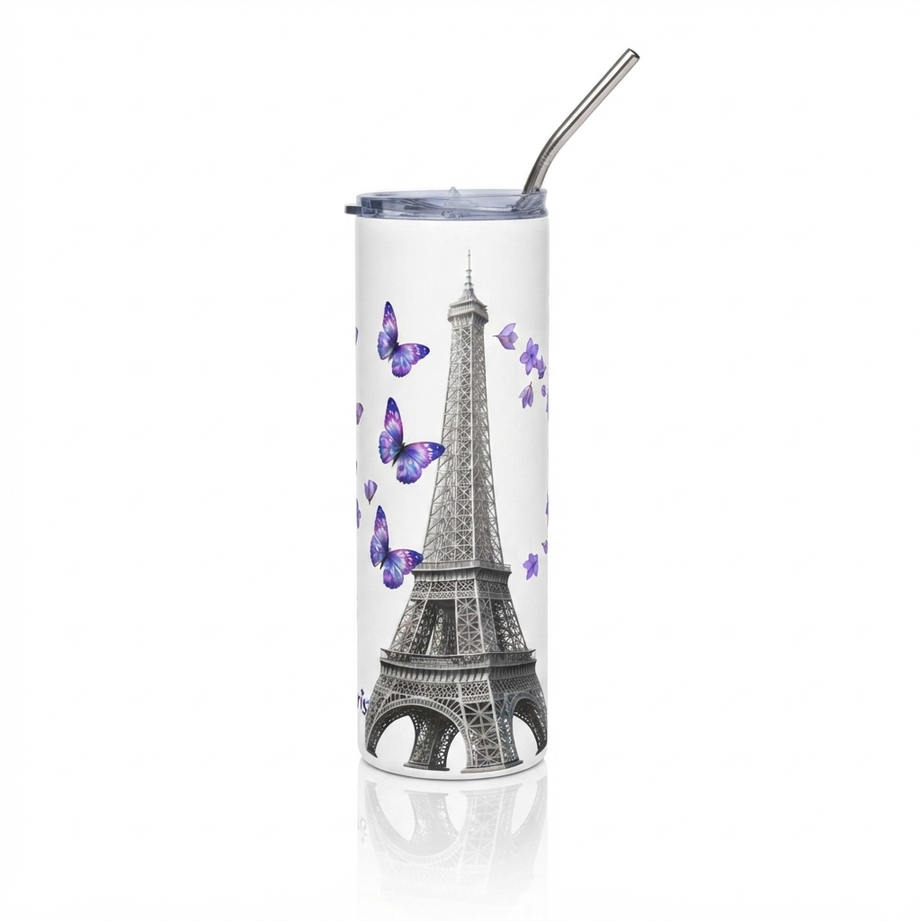 tsgabrielle® • Paris - Der Eiffelturm • Tumbler • Edelstahl • Weiß • 20 oz