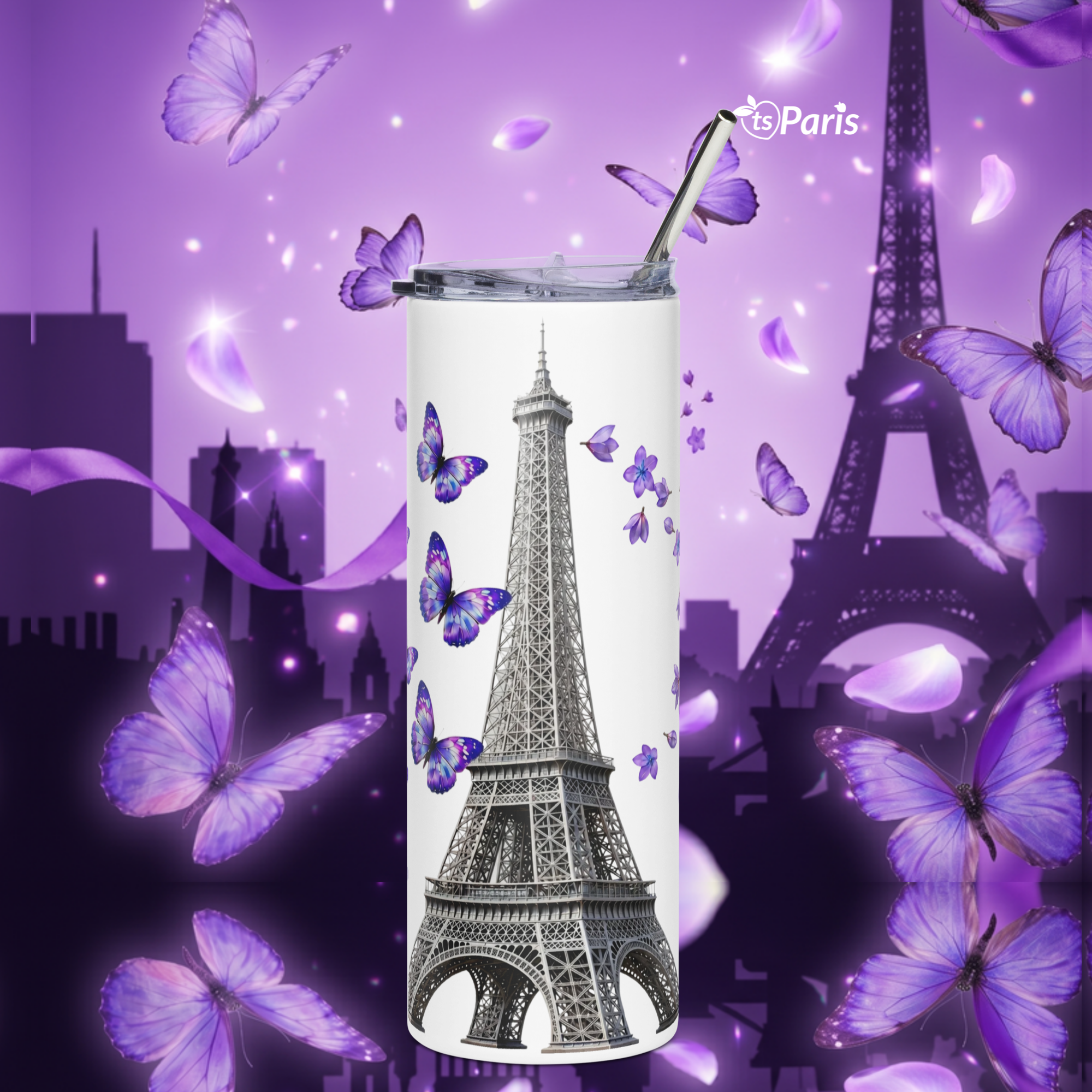 tsgabrielle® • Wohnen & Dekoration • Paris – La Tour Eiffel • Trinkbecher • Edelstahl • Weiß • 20 oz - White - View 10