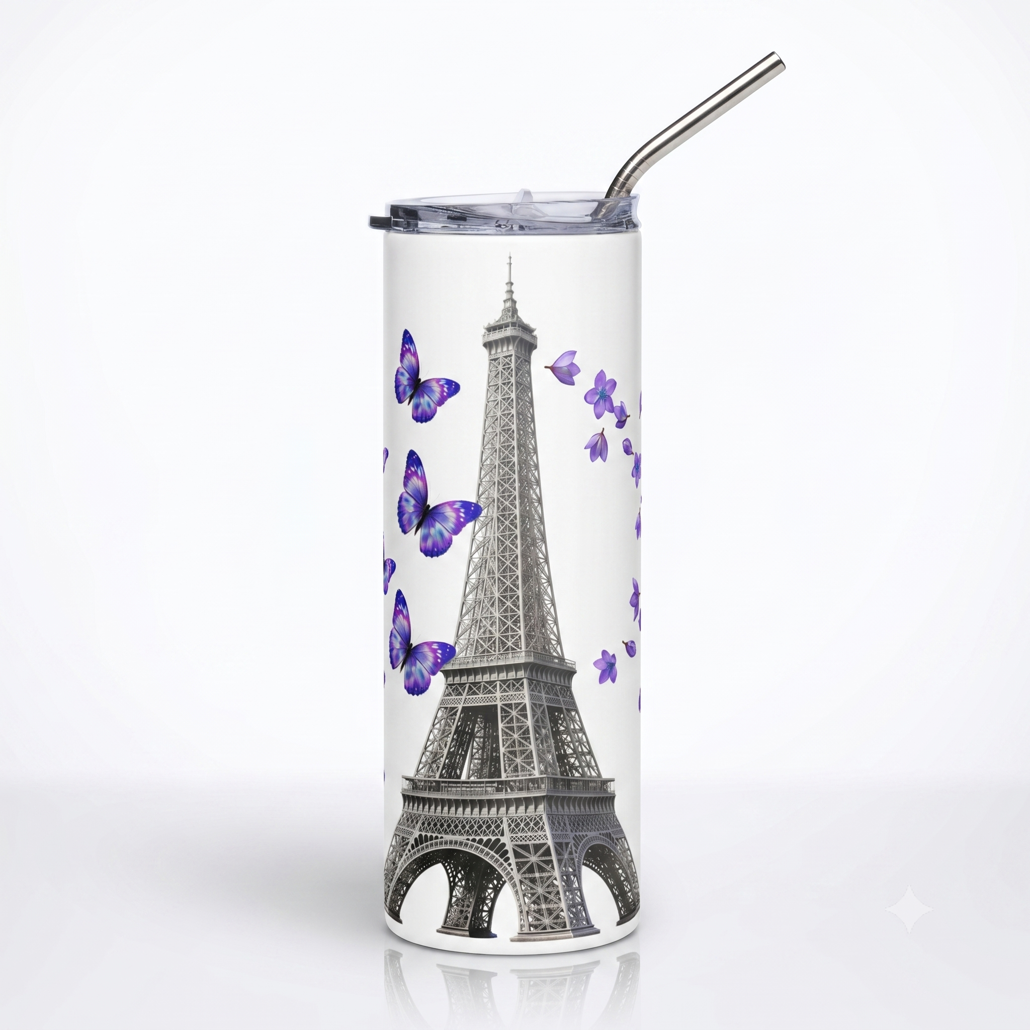 tsgabrielle® • Paris - La Tour Eiffel • Tumbler • Acier inoxydable • Blanc • 20 oz