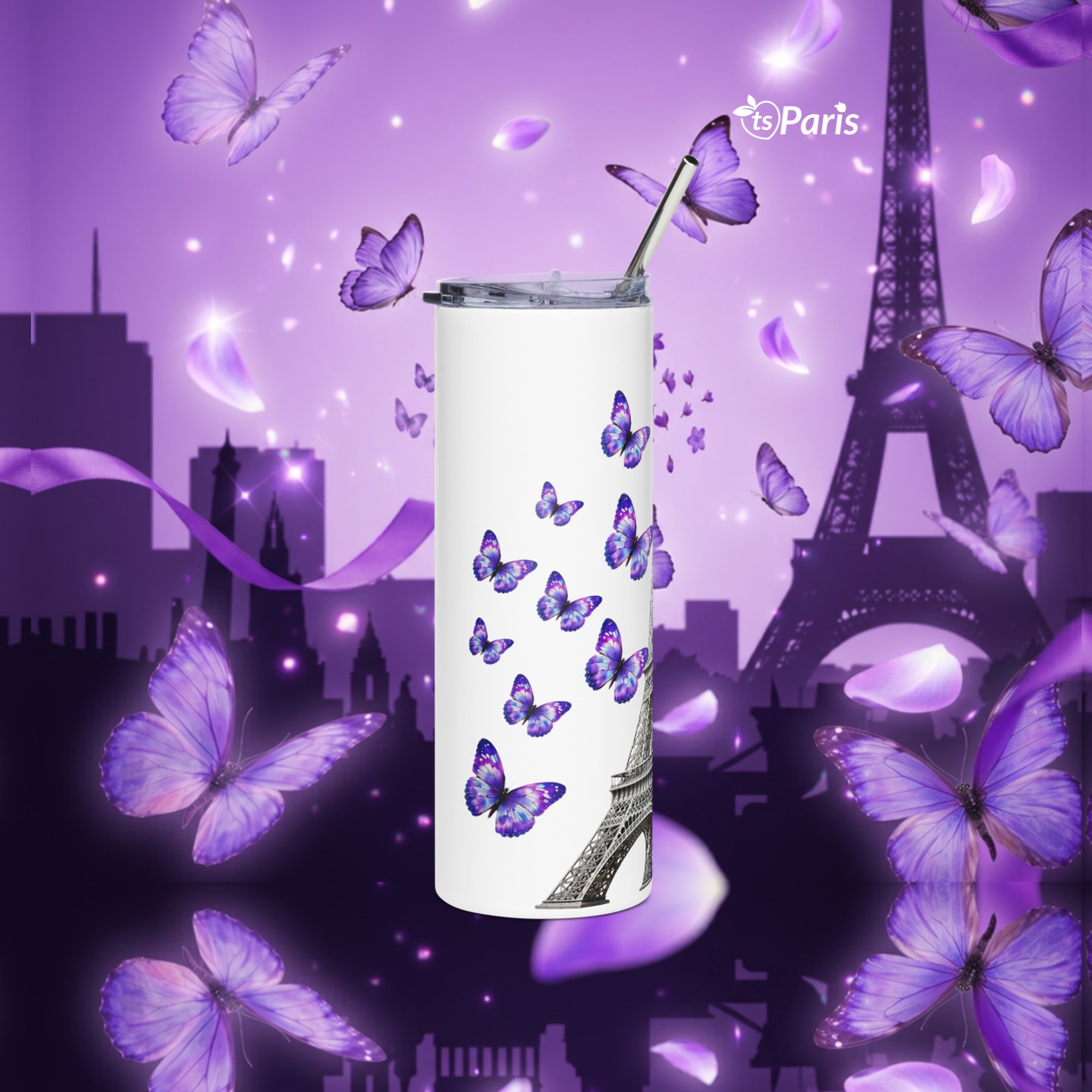 tsgabrielle® • Wohnen & Dekoration • Paris – La Tour Eiffel • Trinkbecher • Edelstahl • Weiß • 20 oz - White - View 12