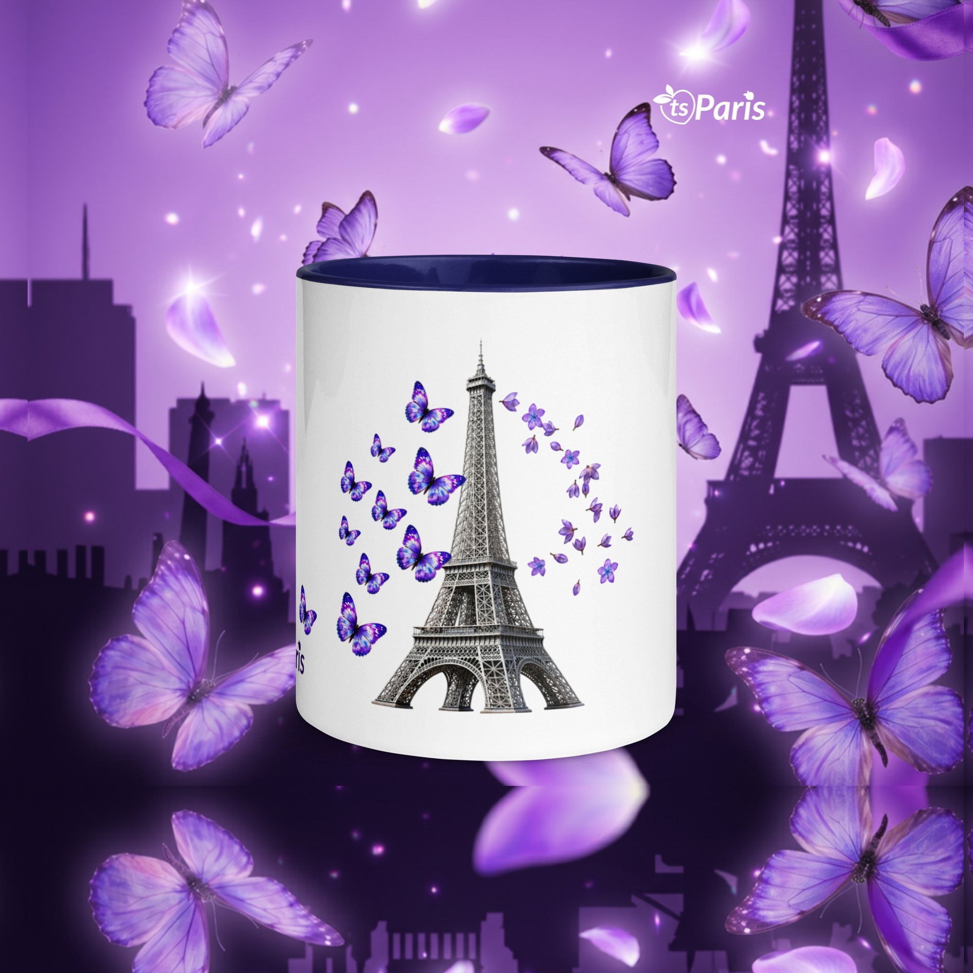 tsgabrielle® • Paris - La Tour Eiffel • Mug à l'intérieur coloré • Céramique • 33 cl - Dark Blue - View 10