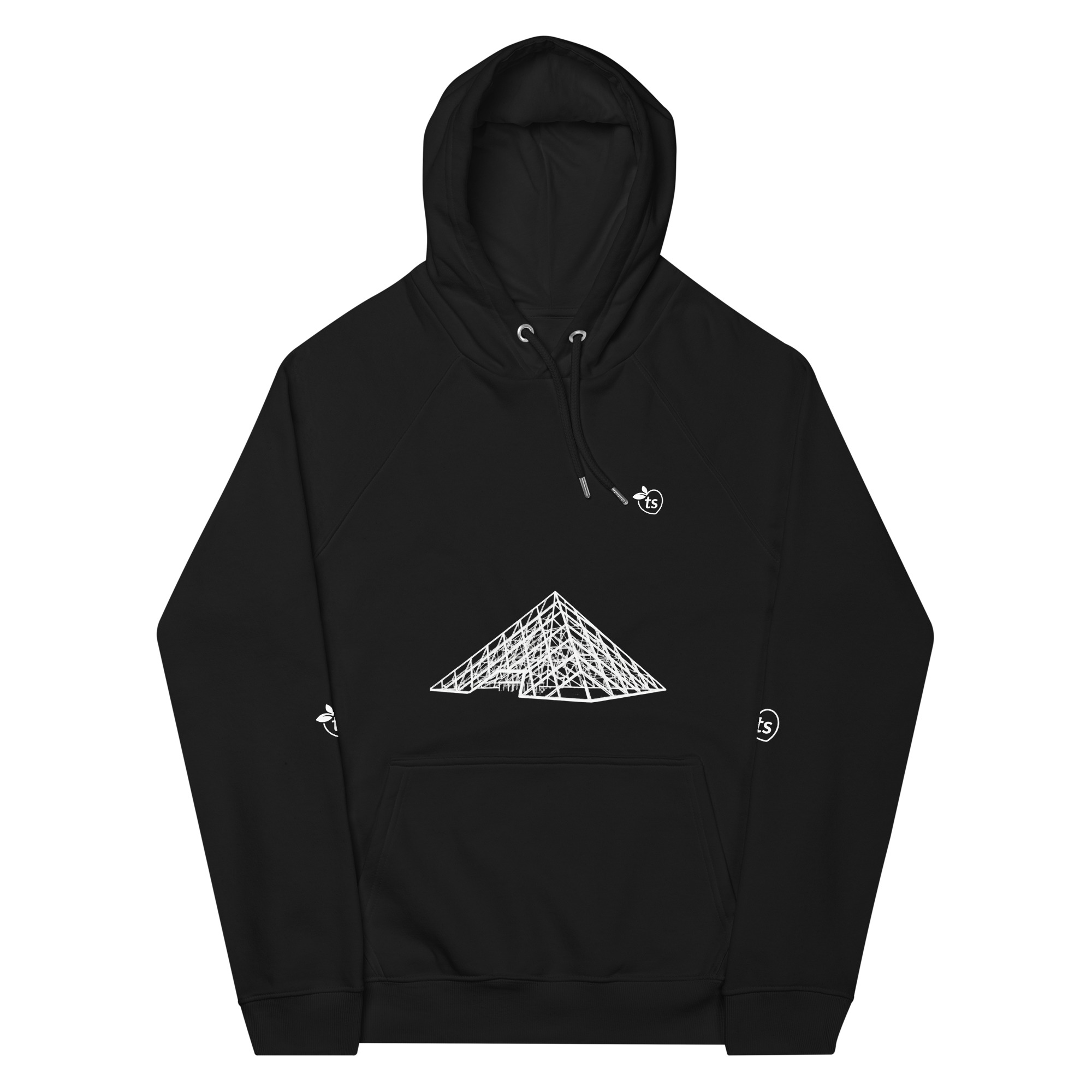 tsgabrielle® • Pour Lui • Paris - La Pyramide du Louvre • Sweat à capuche raglan éco • Noir
