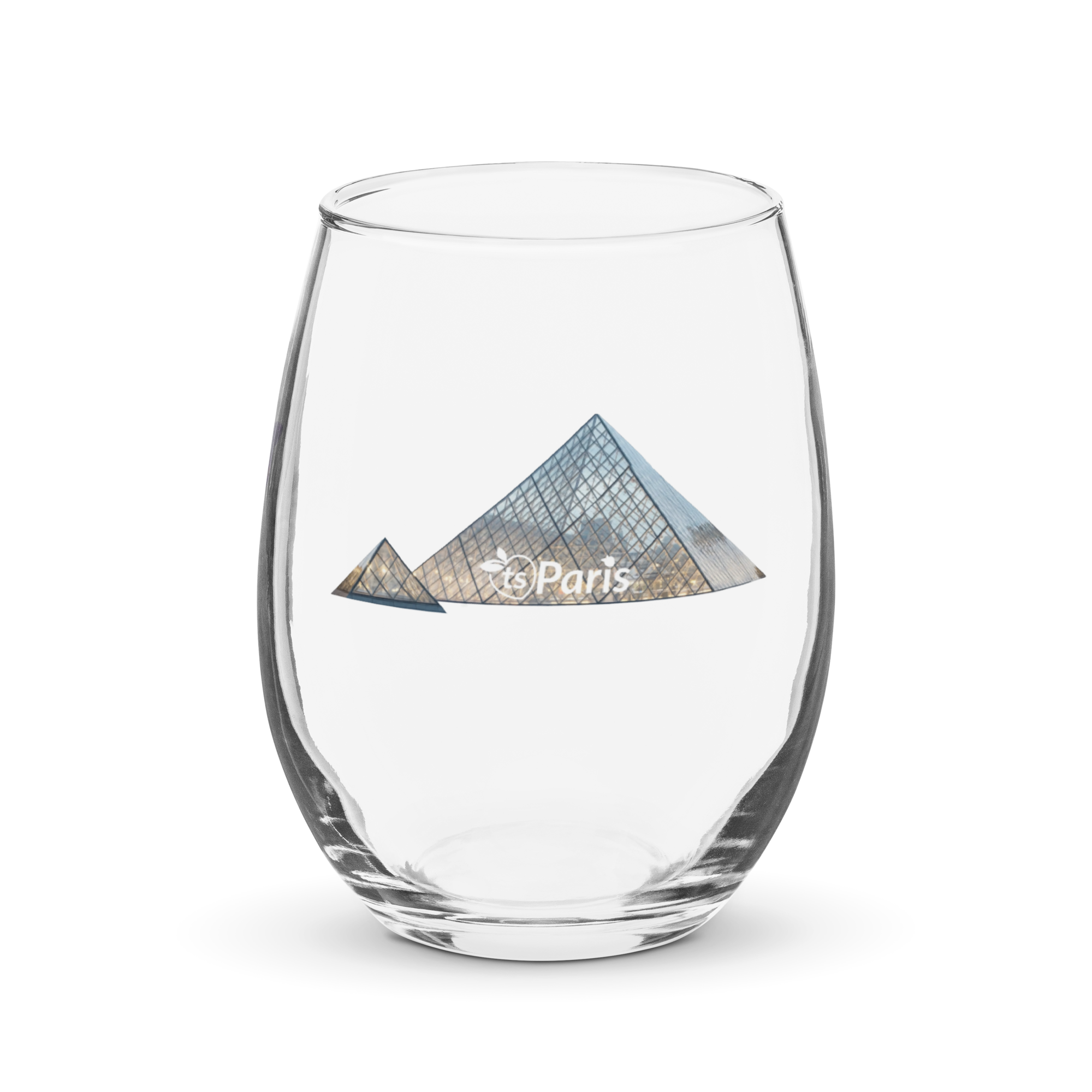 tsgabrielle® • Paris – La Pyramide du Louvre • Verre à vin sans pied • 15 oz