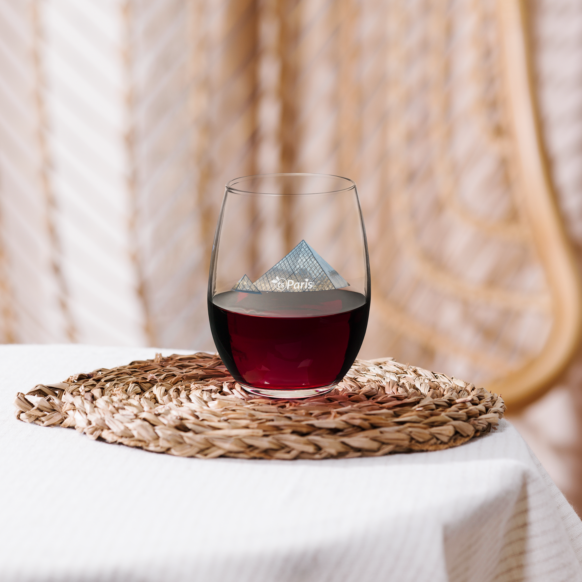tsgabrielle® • Paris – La Pyramide du Louvre • Verre à vin sans pied • 15 oz - View 9