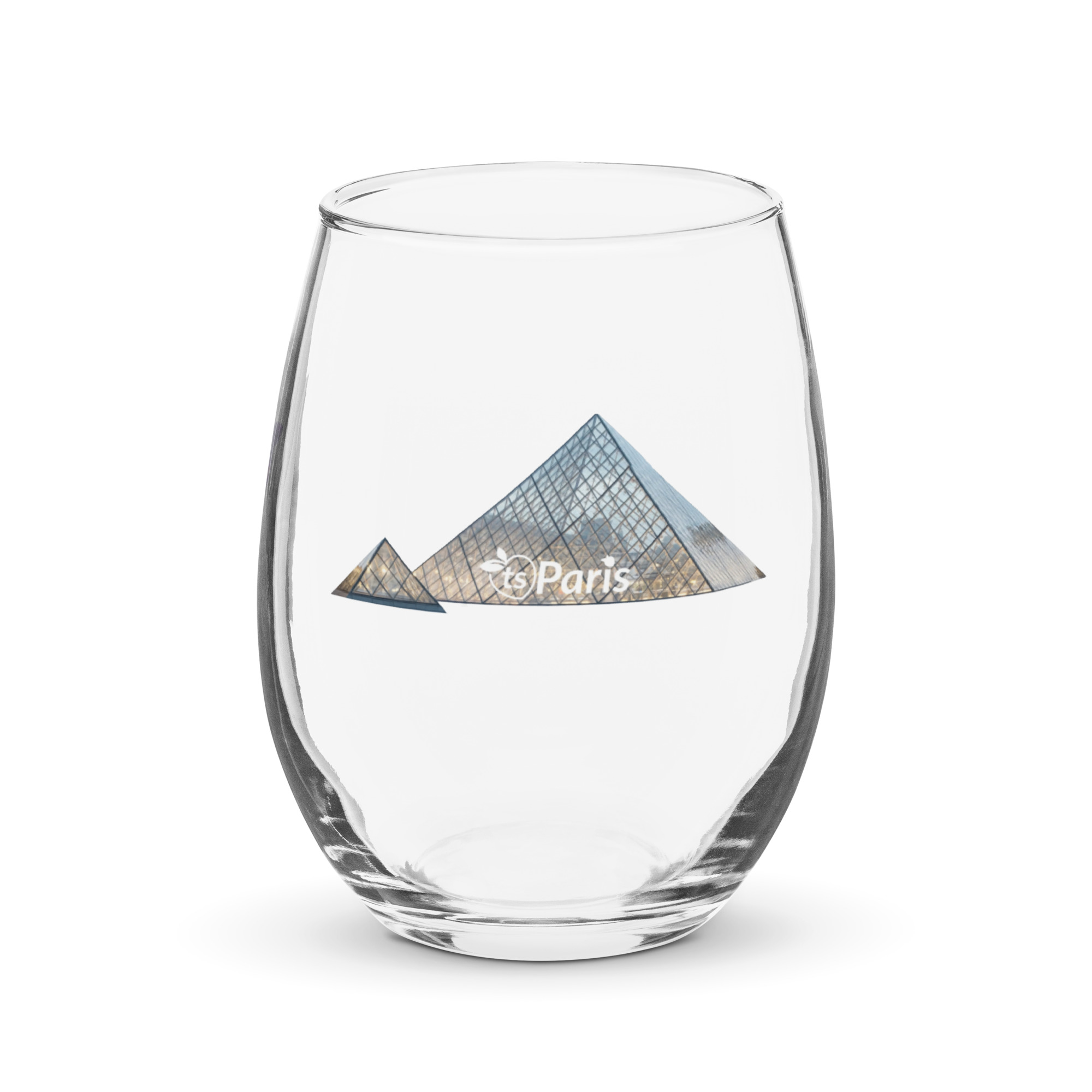 tsgabrielle® • Paris – La Pyramide du Louvre • Verre à vin sans pied • 15 oz