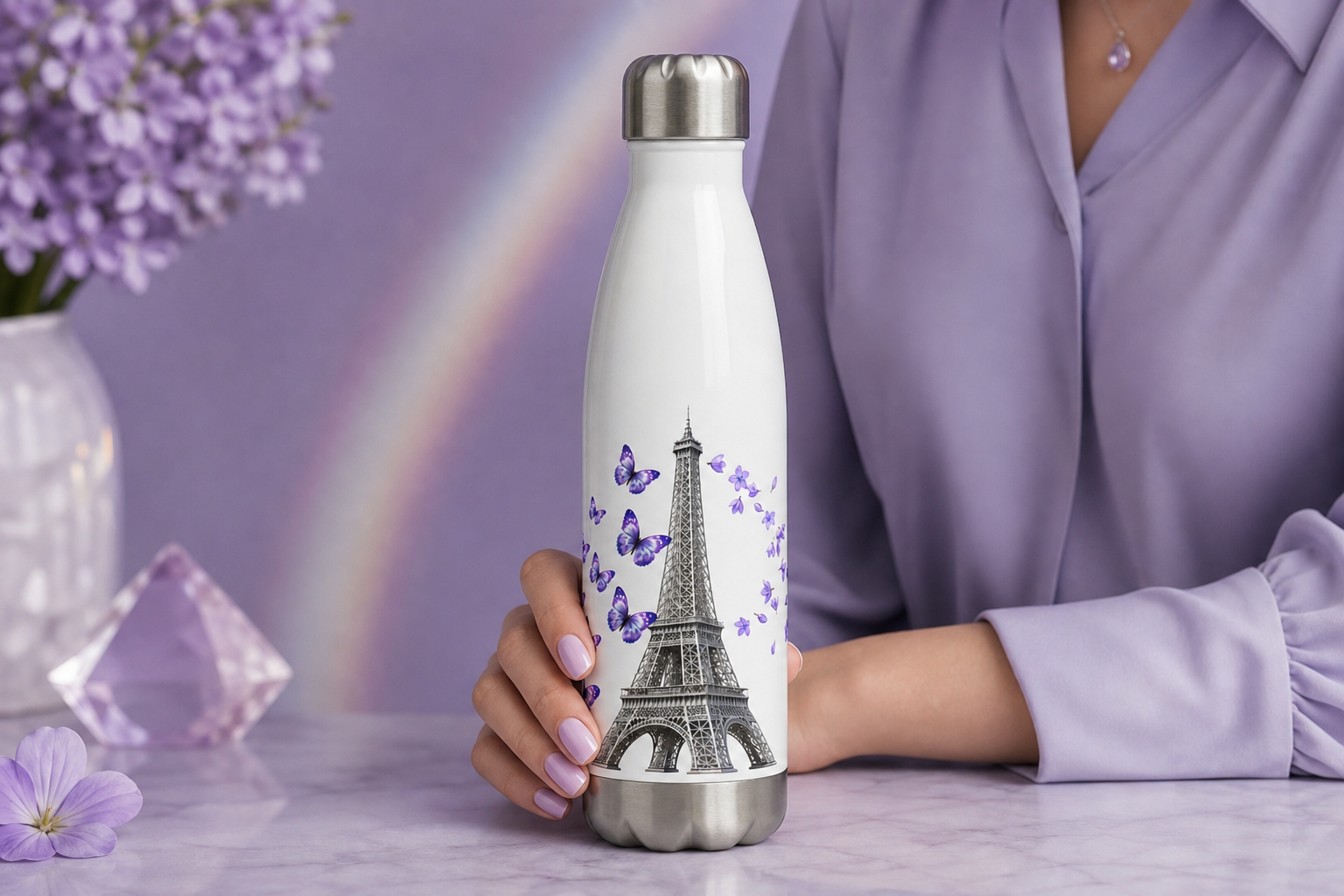 tsgabrielle® • Paris - La Tour Eiffel • Gourde • Blanc • Acier inoxydable • 50 cl - View 14
