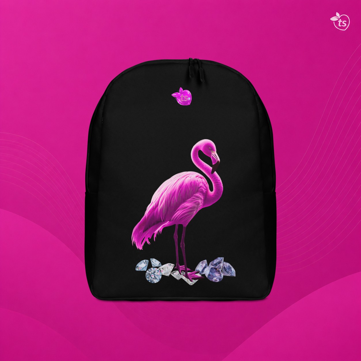 tsgabrielle® • Flamant Rose • Sac à dos minimaliste • Noir