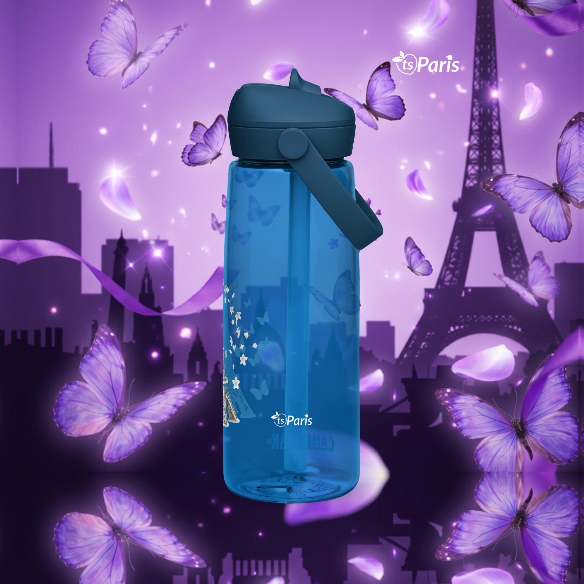 CamelBak® Eddy® by tsgabrielle® • Paris - Der Eiffelturm • Sport-Trinkflasche • Flip-Strohhalm • 3 Farben • 740 ml - Oxford Blue - View 5